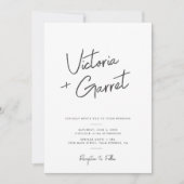 モダンミニマル白黒Script写真結婚の 招待状 (正面)