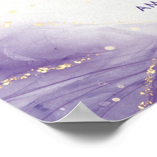 モダンミニマル紫薄紫の結婚座席表 ポスター (角)