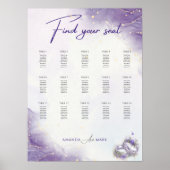 モダンミニマル紫薄紫の結婚座席表 ポスター (正面)