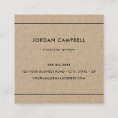 モダンミニマル細縁ど黒クラフ紙 スクエア名刺 (裏面)