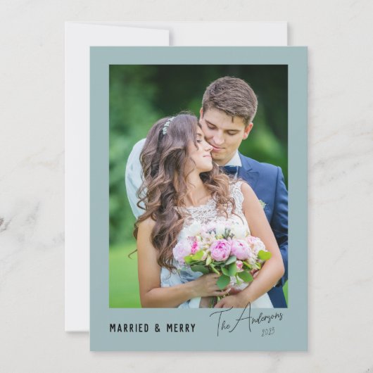 モダンミニマル結婚したメリー新婚 シーズンカード (正面)