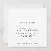 モダンミニマル結婚アールデコの変更日 招待状 (裏面)