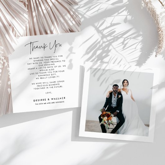 モダンミニマル結婚スクエア写真 サンキューカード