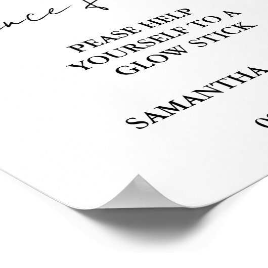 モダンミニマル結婚リストスクリプトのグローのスティック記号 ポスター (角)