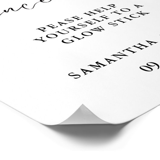 モダンミニマル結婚リストスクリプトのグローのスティック記号 ポスター (角)