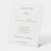 モダンミニマル結婚リストスクリプトのグローのスティック記号 台座サイン (正面)