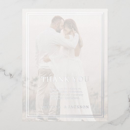 モダンミニマル結婚リポート 箔招待状ポストカード (正面)