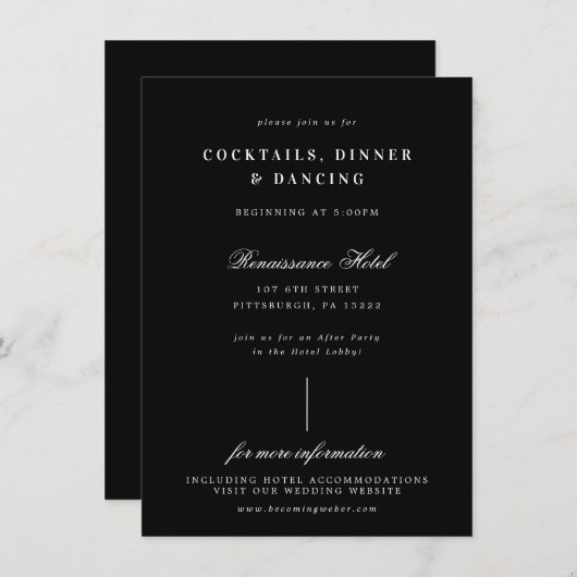 モダンミニマル結婚式の招待状カード 招待状 (正面/裏面)