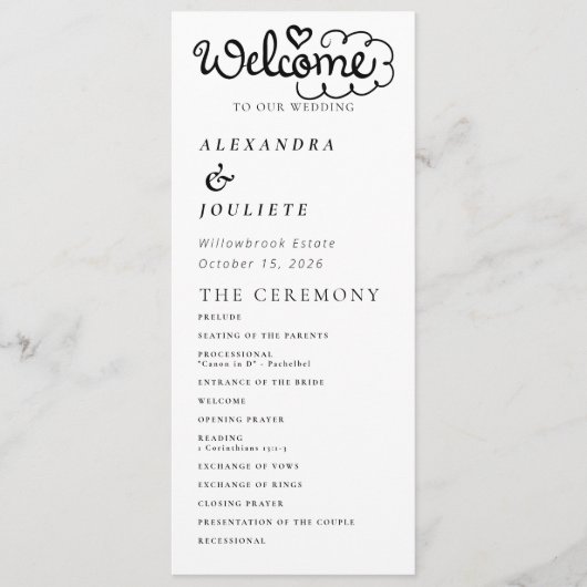 モダンミニマル結婚式 プログラムイベント プログラム (正面)