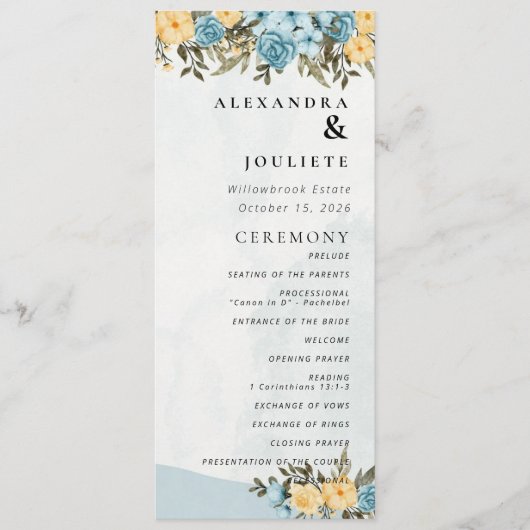 モダンミニマル結婚式 プログラムイベント プログラム (正面)