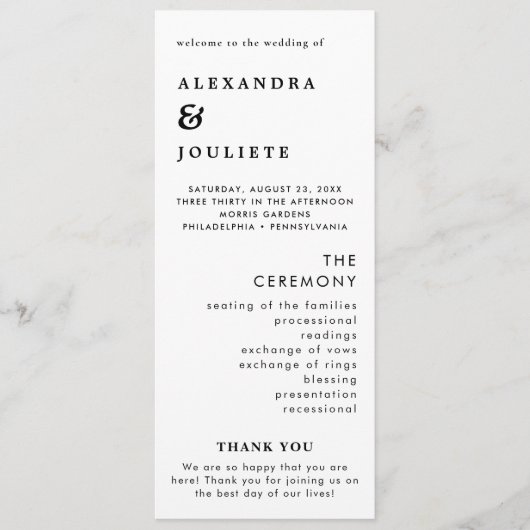 モダンミニマル結婚式 プログラムイベント プログラム (正面)