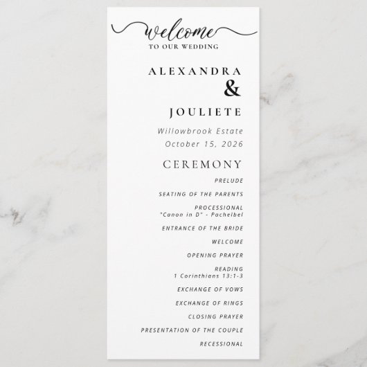 モダンミニマル結婚式 プログラムイベント プログラム (正面)