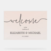 モダンミニマル結婚歓迎ピンク アクリルサイン (正面)