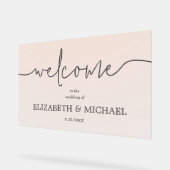 モダンミニマル結婚歓迎ピンク アクリルサイン (傾斜)