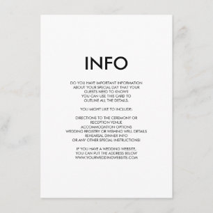 モダンミニマル結婚詳細/情報カード エンクロージャーカード