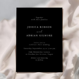 モダンミニマル結婚黒 招待状