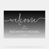 モダンミニマル結婚Welcome Transparent Black アクリルサイン (正面)