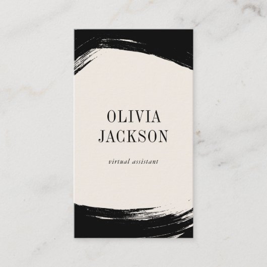 モダンミニマル絵を描白黒線QRコード 名刺 (正面)