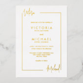 モダンミニマル縁どの名結婚前 箔招待状 (正面)