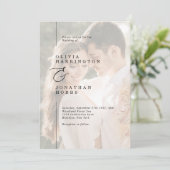 モダンミニマル縁どラ線結婚写真 招待状 (スタンド正面)