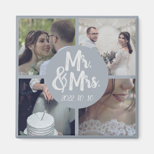 モダンミニマル縁ど白結婚コラージュ マグネット