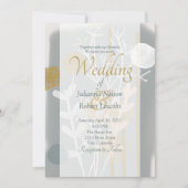 モダンミニマル美術金ゴールドとグ結婚レイ 招待状 (正面)