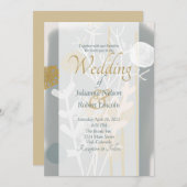 モダンミニマル美術金ゴールドとグ結婚レイ 招待状 (正面/裏面)