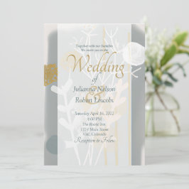 モダンミニマル美術金ゴールドとグ結婚レイ 招待状