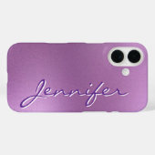 モダンミニマル脚本パープルメタルパーソナライズされたー Case-Mate iPhoneケース (裏面 (横))