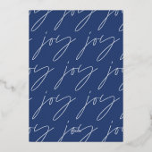 モダンミニマル脚本joy 1フォトブルーエレガント1 箔シーズンカード (裏面)