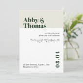 モダンミニマル色ブロックスタイリッシュ結婚緑 招待状 (スタンド正面)