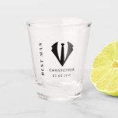 モダンミニマル花婿介添人名結婚披露宴ギフト ショットグラス (正面)