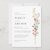 モダンミニマル花結婚の 招待状 (正面)