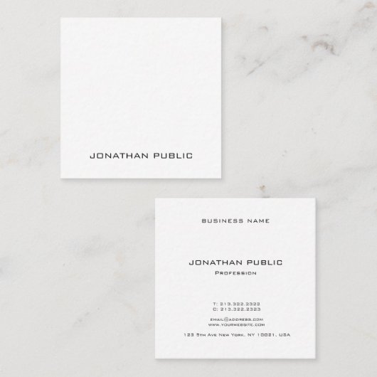 モダンミニマル芸術的プロフェッショナルテンプレートルクセ スクエア名刺 (正面/裏面)