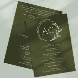 モダンミニマル葉フレーム結婚オリーブグリーン プログラム