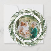 モダンミニマル葉リース平和スクリプト休日 シーズンカード (正面)