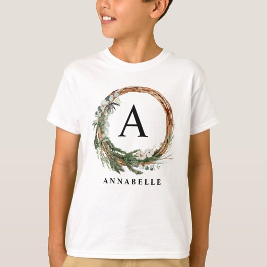 モダンミニマル葉リース Tシャツ (正面)