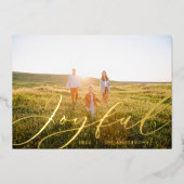 モダンミニマル葉1枚のフォトスクリプトエレガント 箔シーズンカード (正面)