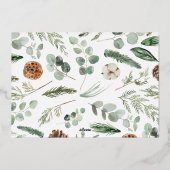 モダンミニマル葉1枚のフォトスクリプトエレガント 箔シーズンカード (裏面)