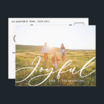 モダンミニマル葉1枚の写真エレガント写真 シーズンポストカード<br><div class="desc">モダンミニマルFolids script classible エレガント holiday Christmasはがき。手のユ絵を描ーカリ、葉ミニマルとラタンのリースモダンは、このホリデーカー与えド豪華な豪華さ。上品な緑、茶色、灰色。</div>