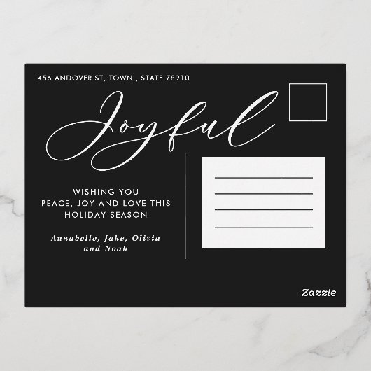 モダンミニマル葉1枚の写真エレガント箔 箔シーズンポストカード (裏面)