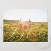 モダンミニマル葉1枚の写真エレガント箔 箔シーズンポストカード (正面)