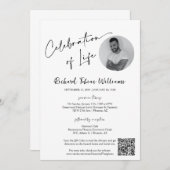 モダンミニマル葬儀写真QRコード 招待状 (正面/裏面)