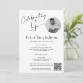 モダンミニマル葬儀写真QRコード 招待状 (スタンド正面)