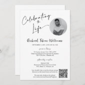 モダンミニマル葬儀写真QRコード 招待状 (正面/裏面)