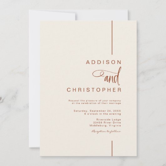 モダンミニマル行スクリプ結婚ト 招待状 (正面)