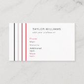 モダンミニマル赤線プロフェッショナル 名刺 (裏面)