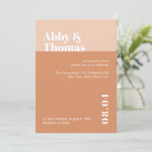 モダンミニマル赤面ピンクタンカラーシンプル結婚ズ 招待状 (スタンド正面)