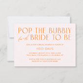 モダンミニマル赤面ピンク&オレンジブライダルシャワー 招待状 (正面)