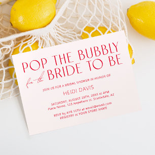 モダンミニマル赤面ピンク&マゼンタブライダルシャワー 招待状